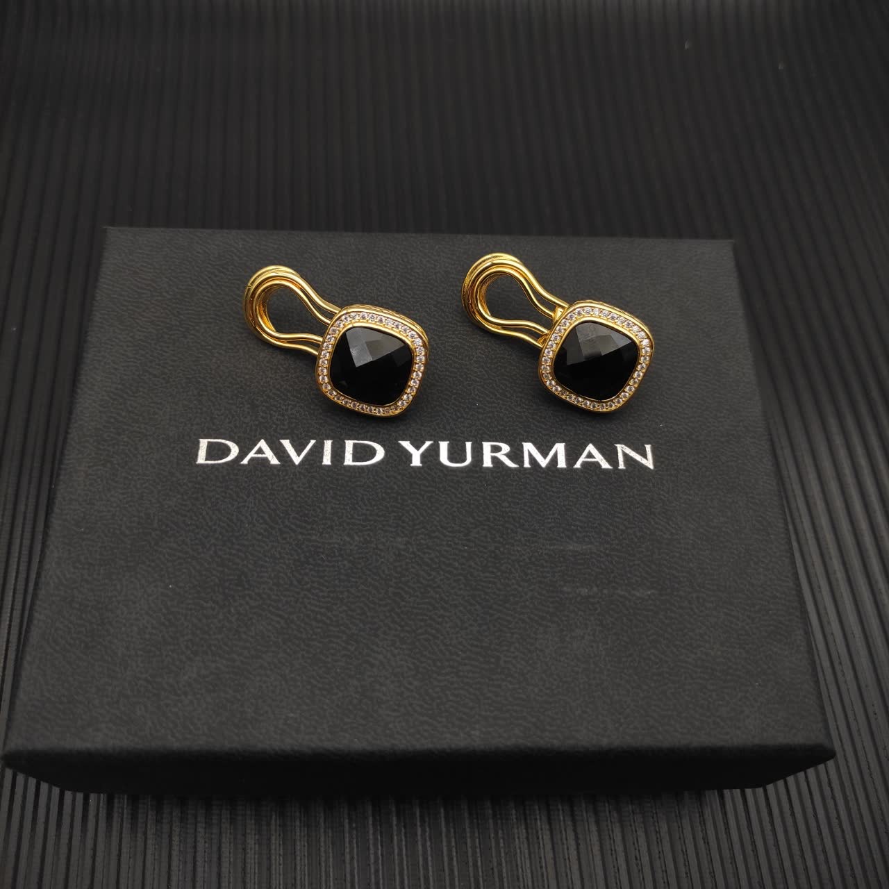 David Yurman Black Onyx & Diamond Cable Collectibles Clip-On Earrings